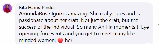 FB testimonial Rita Harris